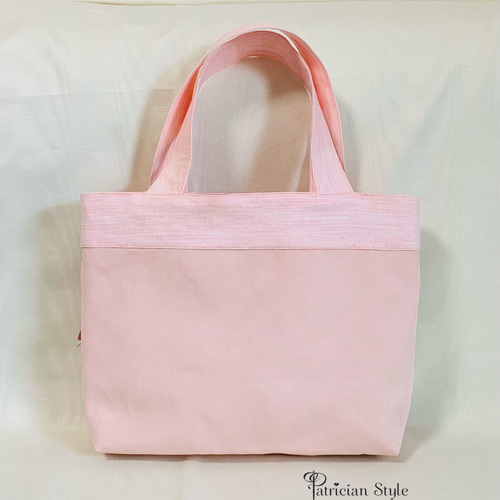 スモッキング刺繍 上品なピンクグログラン トートバッグ トート