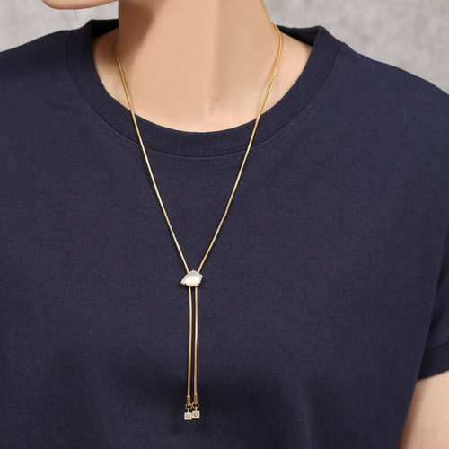 再販】アバロンシェルループタイロングネックレス《ゴールド/シルバー