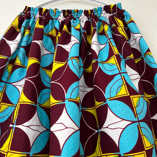 アフリカンパッチワークギャザースカート♪ アフリカ生地アフリカ布  