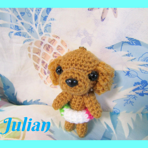 トイプードル(レッド、茶系) 海水浴☆ ストラップorバッグチャーム用