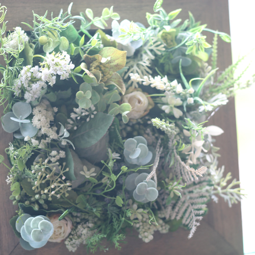 アーティフィシャルフラワーのインテリア ナチュラルグリーン壁掛け