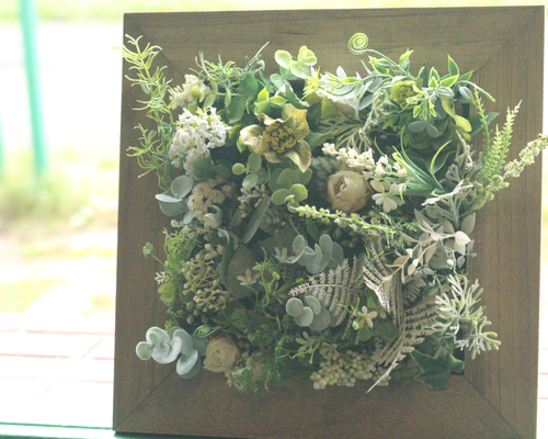 アーティフィシャルフラワーのインテリア ナチュラルグリーン壁掛け