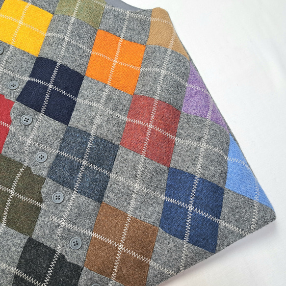 ハリスツイード アーガイル パッチワークベスト ミッドグレーマルチ2 Harris Tweed Argyle 