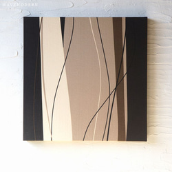 緩やかなベージュ＆ブラウンのおしゃれなファブリックボード モダン