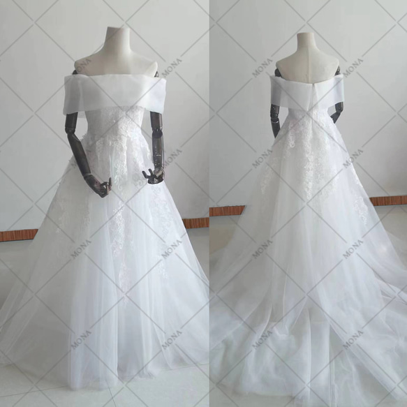 オフショルダー ウェディングドレス 二次会 結婚式 海外挙式 前撮り