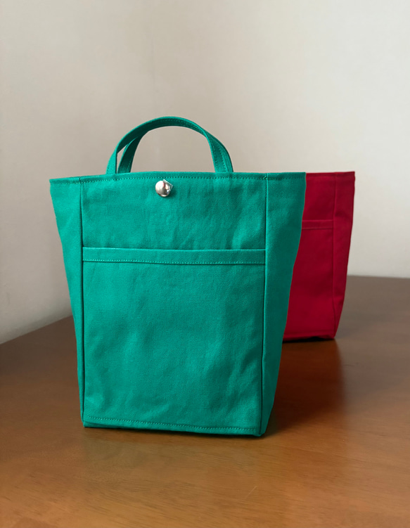 新色追加！バッグインバッグ　縦S 小さめ　♦︎16色♦︎シンプル　帆布 バネホック　ポーチ　インナーバッグ　自立　タテ 2枚目の画像