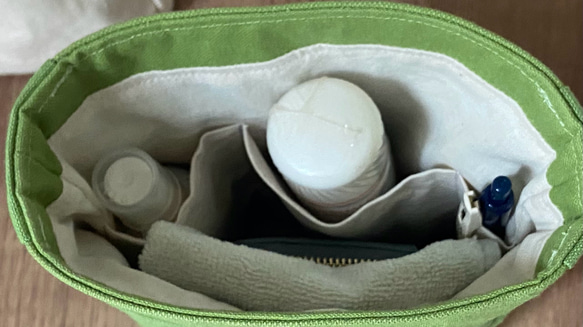 新色追加！バッグインバッグ　縦S 小さめ　♦︎16色♦︎シンプル　帆布 バネホック　ポーチ　インナーバッグ　自立　タテ 7枚目の画像