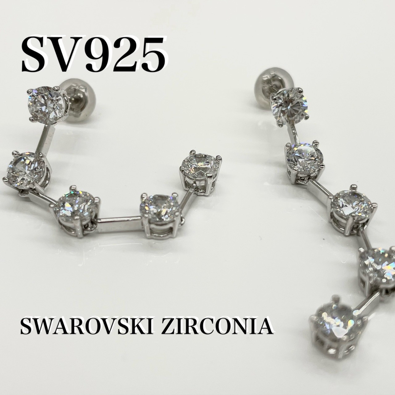 シルバー925 AAAキュービックCZ ファイブストーン ピアス *新品