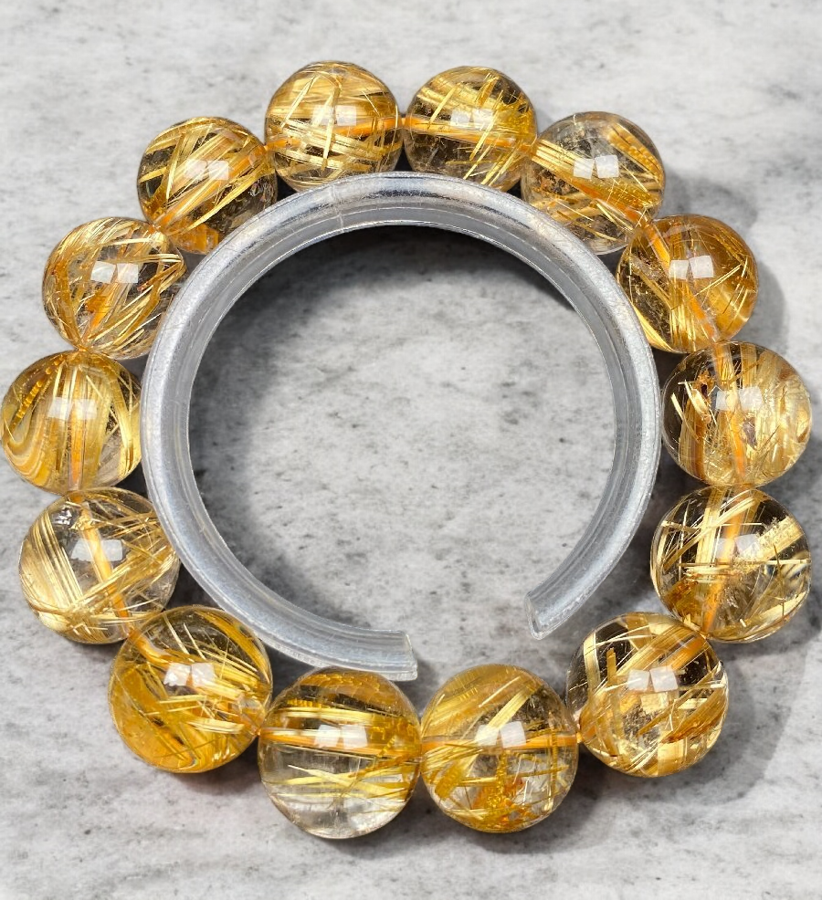 ⭐︎【天然】タイチンルチルクオーツ 散々 ブレスレット 15mm