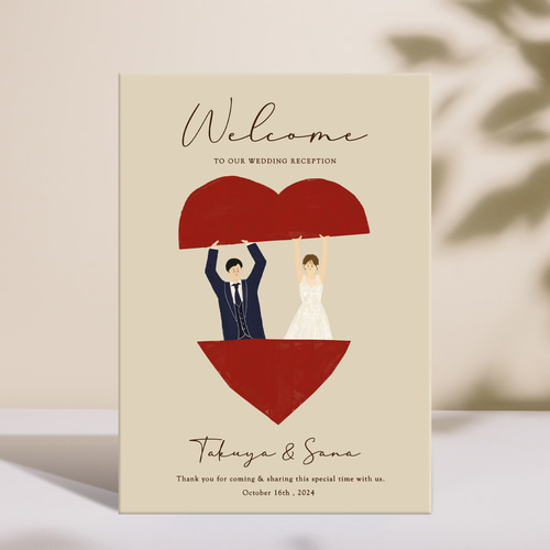 似顔絵特大パネル★結婚式　ウェルカムボード　二次会　ウェディング　似顔絵 データプレゼント 唯一無二のおふたりの似顔絵イラスト