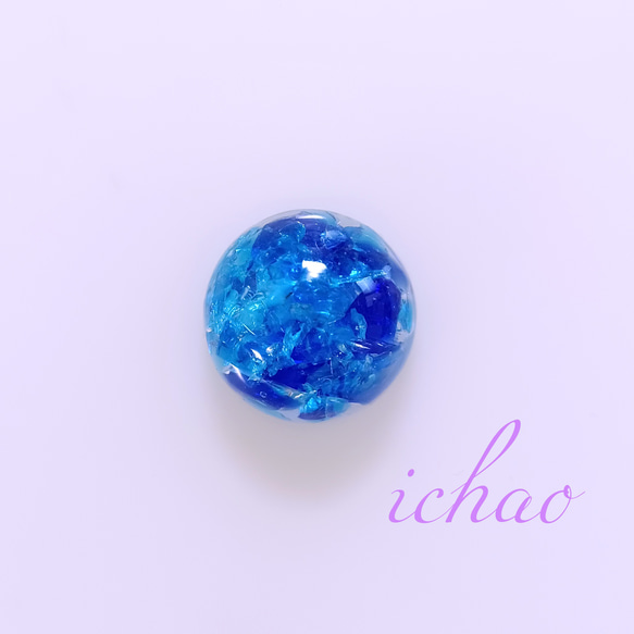 再再…再販♪新作☆スカイブルー×ブルーMIXの琉球ガラスヘアゴム(半球) 3枚目の画像