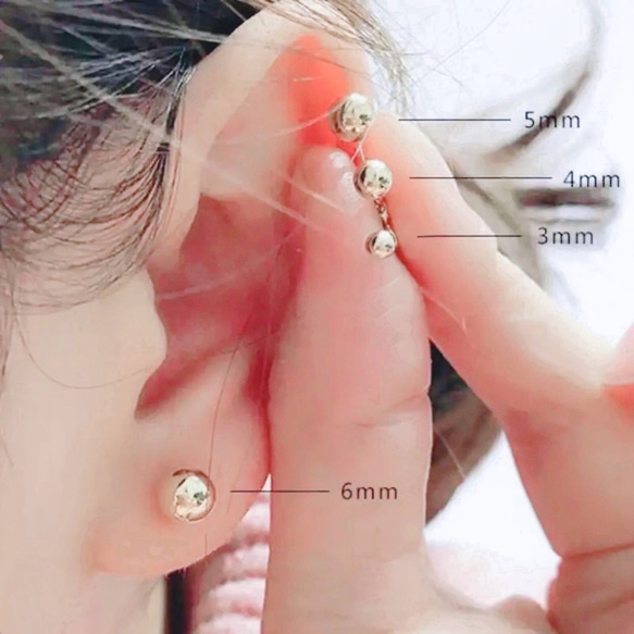 小さめ 一粒ピアス テラヘルツ 4mm サージカルステンレス 4枚目の画像