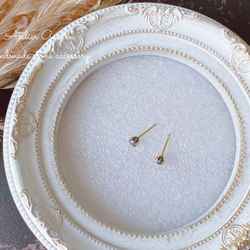 小さめ 一粒ピアス テラヘルツ 4mm サージカルステンレス 3枚目の画像