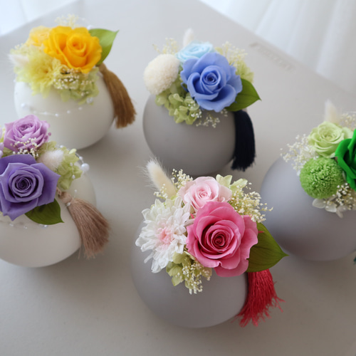 プリザーブドフラワー　仏花アレンジ1対(花器、タッセル付) Lサイズ 楽天市場】仏花 プリザーブドフラワー アレンジ タッセル お供え