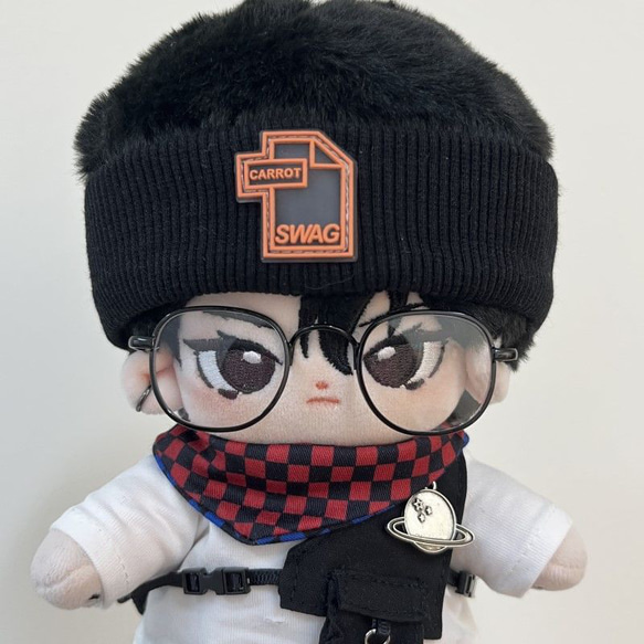 3015】20cmぬい・すのチル用 メガネ ウェリントン型 黒 3015】20cmぬい