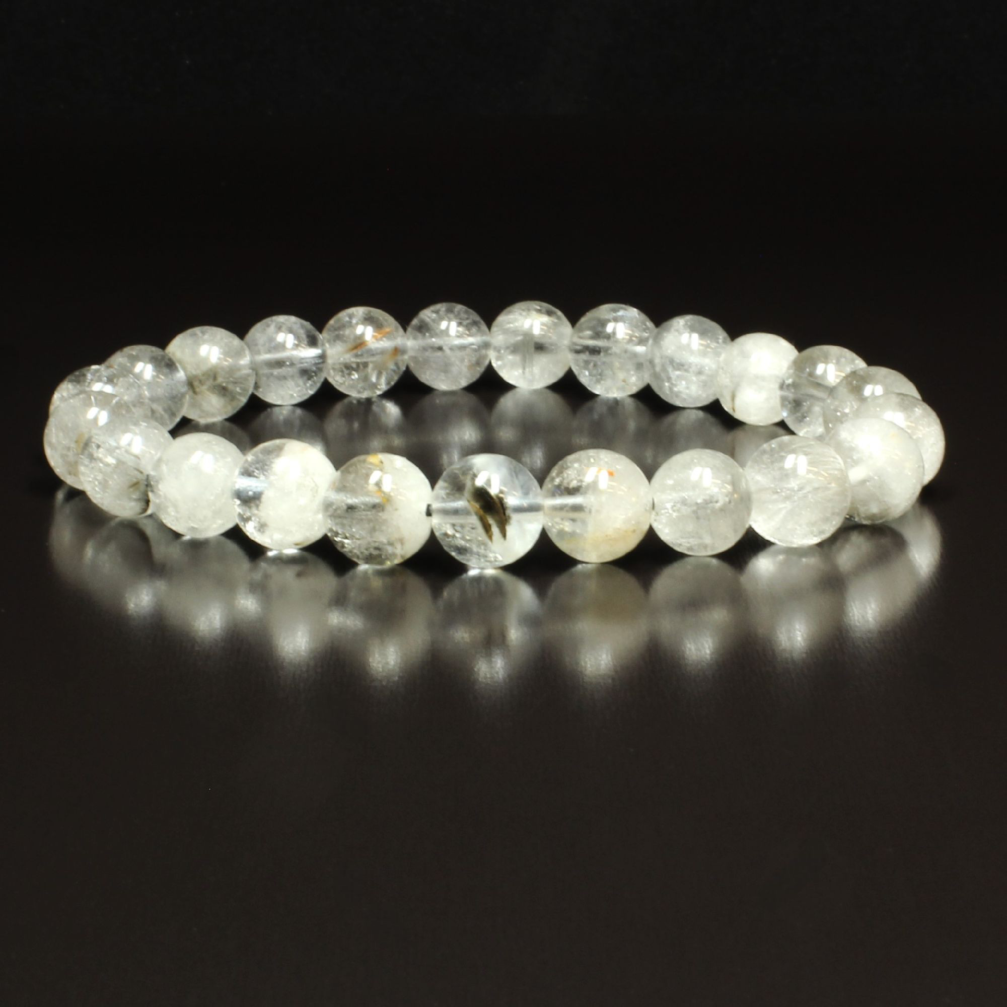 【白銀が眩しい】９ミリ 一点物 プラチナルチル ブレスレット ２１ｇ Ｐｒ１０１ ギフトセット 銀針水晶 お守り効果 27,066円