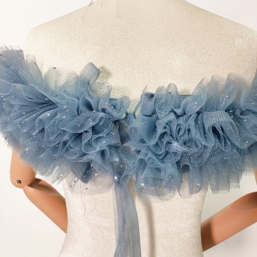 送料無料！取り外しオフショルダー 爽やかで優しいブルー ビスチェ  