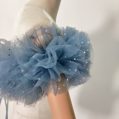 送料無料！取り外しオフショルダー 爽やかで優しいブルー ビスチェ  