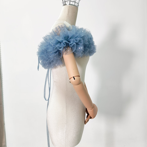 送料無料！取り外しオフショルダー 爽やかで優しいブルー ビスチェ  