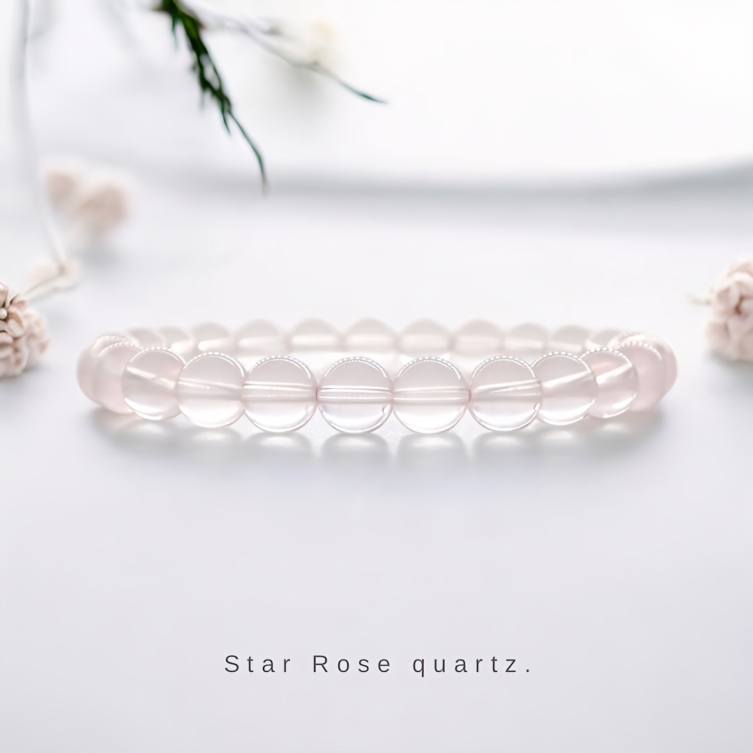 星に願いを .*･ﾟ ˹ スター ローズクォーツ ˼ 天然石 ストーン ブレスレット 6mm.