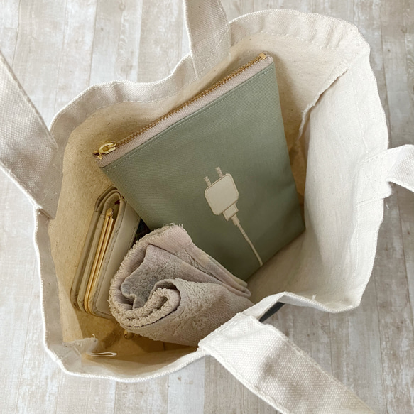 少し大きい充電器！ポーチ【ピスタチオ】 7枚目の画像
