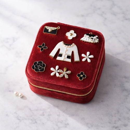 DeMain 赤いアクセサリーケース dolce bijouのコンパクトジュエリーボックス【ギフトに最適