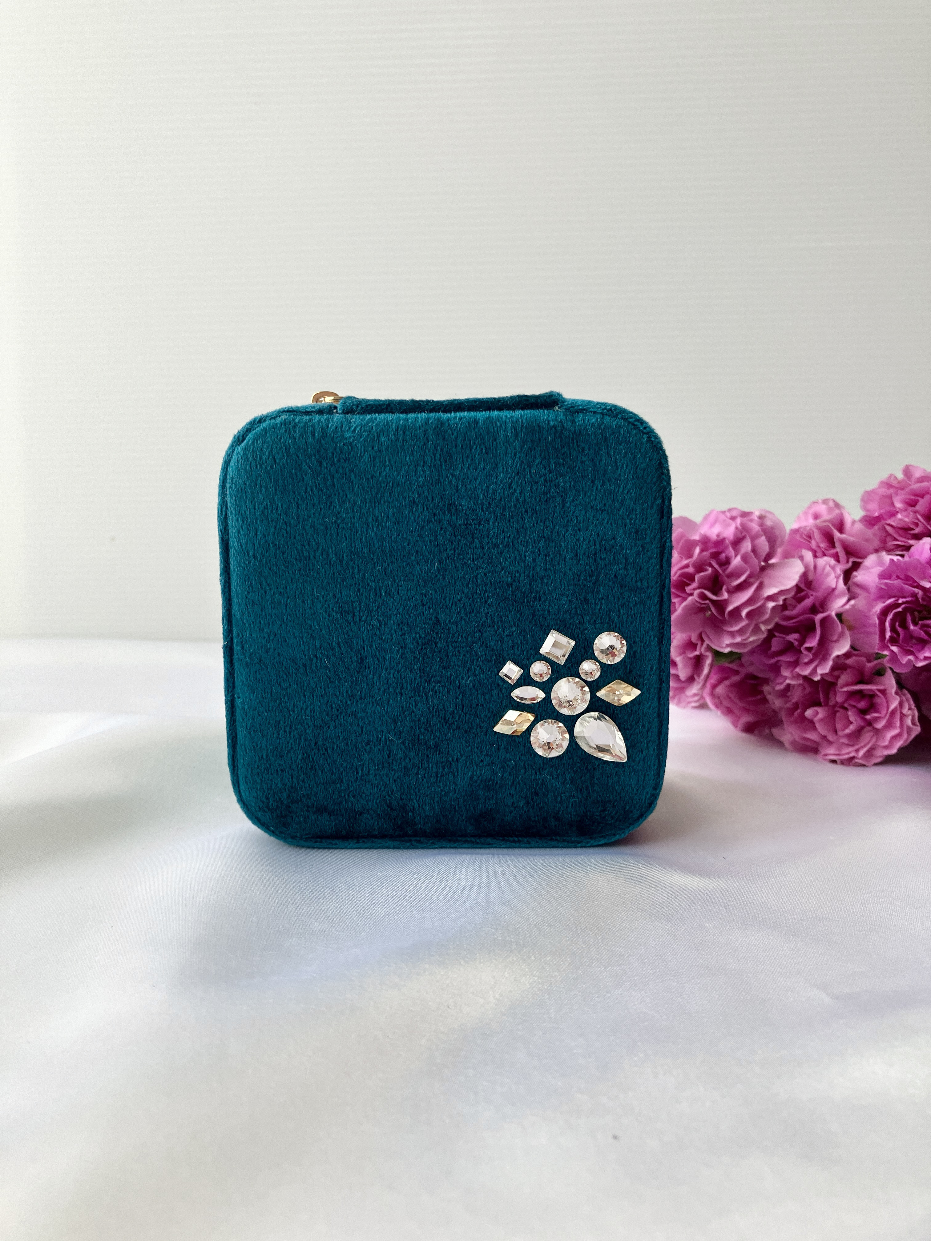 アクセサリーケース　ジュエリーボックス　おすすめ　持ち運び　小さい　おしゃれ　可愛い　ギフト　ブルー　アクセサリー　春