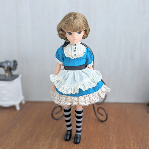 初代リカちゃん　服　エプロンセット 送料無料】22cmドール レトロカフェのエプロンセット(赤) リカ
