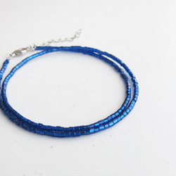 ビーズ ネックレス 淡い青色と白色 ブルー ワンカラー ガラス ビーズ ネックレス 青 群青 コバルトブルー