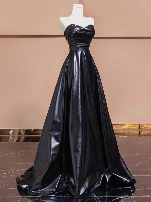 細見えシ 黒 ベアトップ カラードレス 高級感シアーな美しさ お色直し