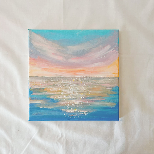 絵画　海　羽　飴 キラキラの海 絵画 ツボミ 通販 17983880｜Creema(クリーマ