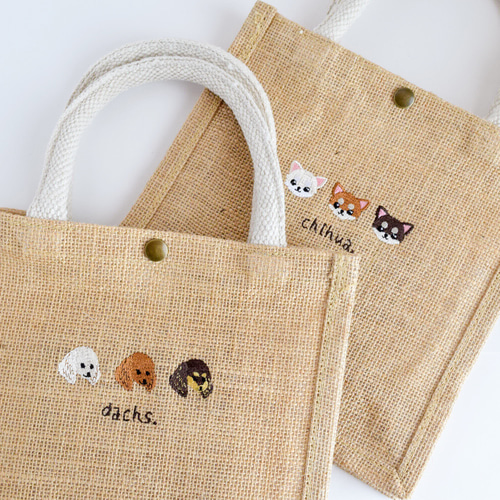 オーダーメイド　かごバッグ 犬のあみぐるみ2個　3点セット オーダーメイド】「愛犬のあみぐるみを作ってください」とご依頼