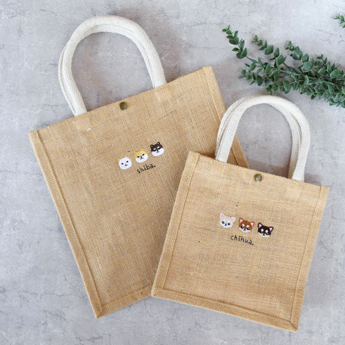 犬が選べる！刺繍ジュートバッグ 《ミニ》 ショルダー 2way 柴犬