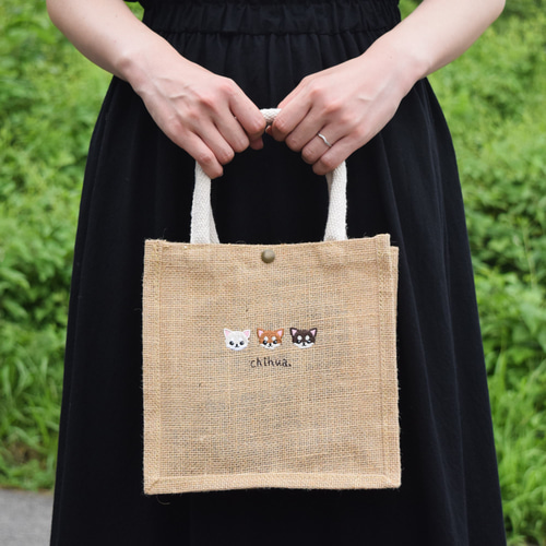 犬が選べる！刺繍ジュートバッグ 《ミニ》 ショルダー 2way 柴犬