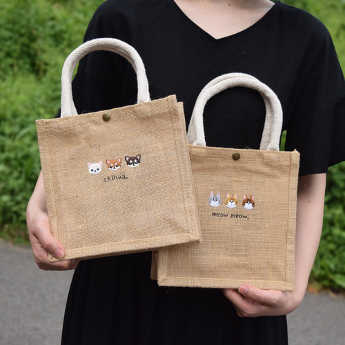 シュナウザー　かごバック アニマル刺繍 カゴラクエコバッグ シュナウザー: MJSOFT ANA