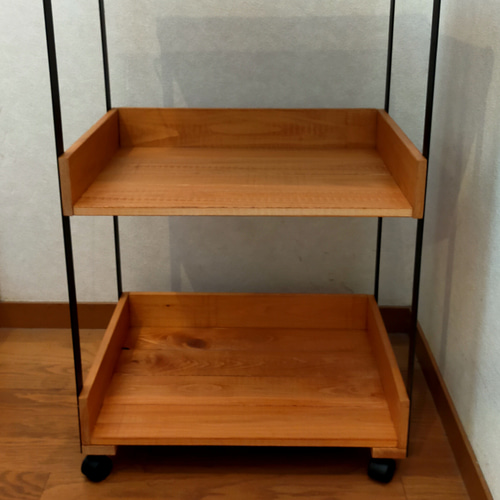 タイル張りがオシャレなキッチンワゴン【handmade】グリーン