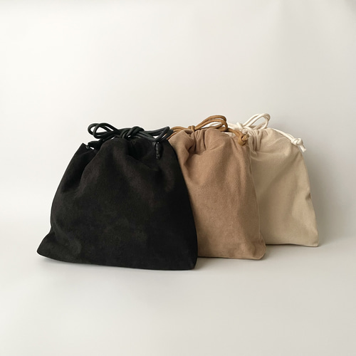 ソフトスエード生地】巾着バッグ ブラウン 巾着バッグ hilo-hm 通販