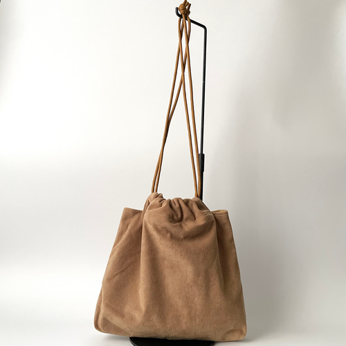 ソフトスエード生地】巾着バッグ ブラウン 巾着バッグ hilo-hm 通販