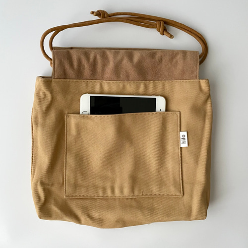 ソフトスエード生地】巾着バッグ ブラウン 巾着バッグ hilo-hm 通販