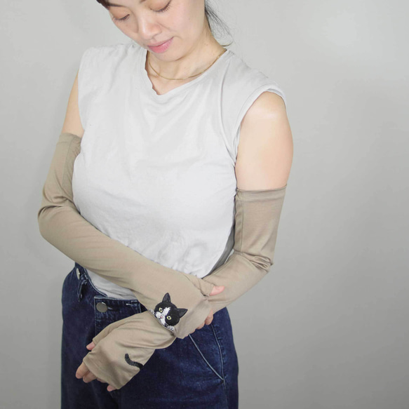 [貓臂套]黑白/長/防紫外線/100%棉 贈送Mytaine 第4張的照片