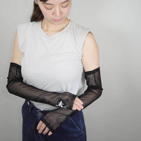 [貓臂套]黑白/長/防紫外線/100%棉 贈送Mytaine 第13張的照片