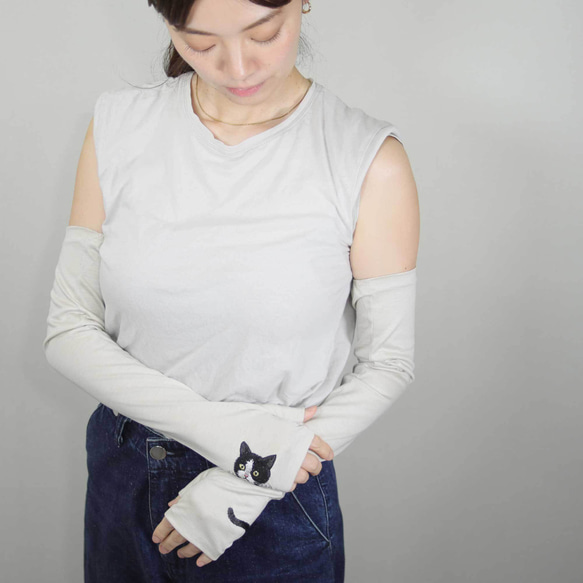 [貓臂套]黑白/長/防紫外線/100%棉 贈送Mytaine 第10張的照片