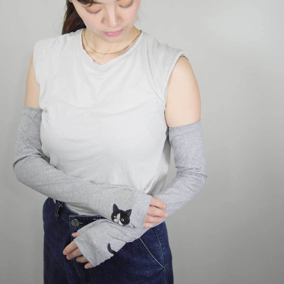 [貓臂套]黑白/長/防紫外線/100%棉 贈送Mytaine 第7張的照片