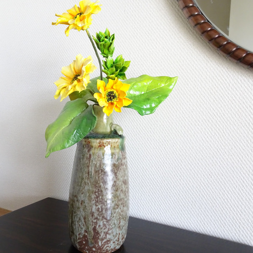 パンフラワー/パン粘土/粘土の花】穏やかな夏色～姫ヒマワリの大人和風