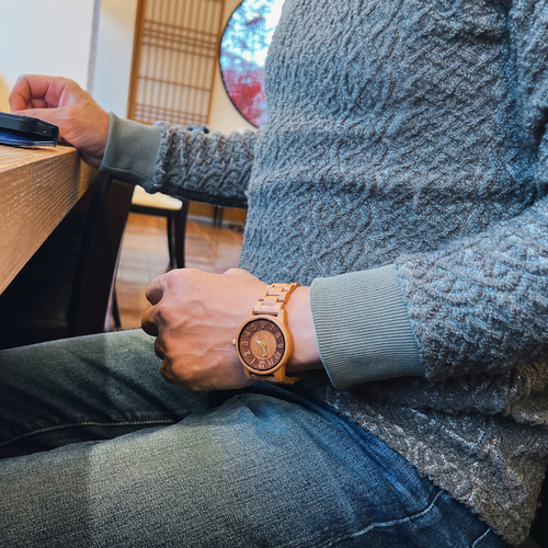 腕時計 木製 レディース 可愛い おしゃれ 赤いサクラ材 竹製プレゼント