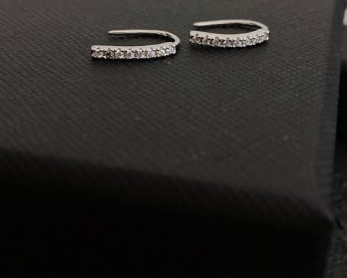 silver925 フック ピアス ジルコニア CZダイヤ ピアス（スタッド・一粒