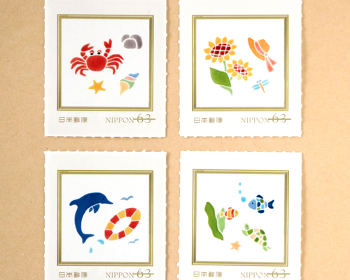 夏の63円切手4種セット レターセット y-mirasol 通販 17984581｜Creema