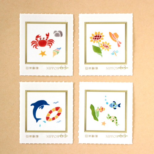 夏の63円切手4種セット レターセット y-mirasol 通販 17984581｜Creema
