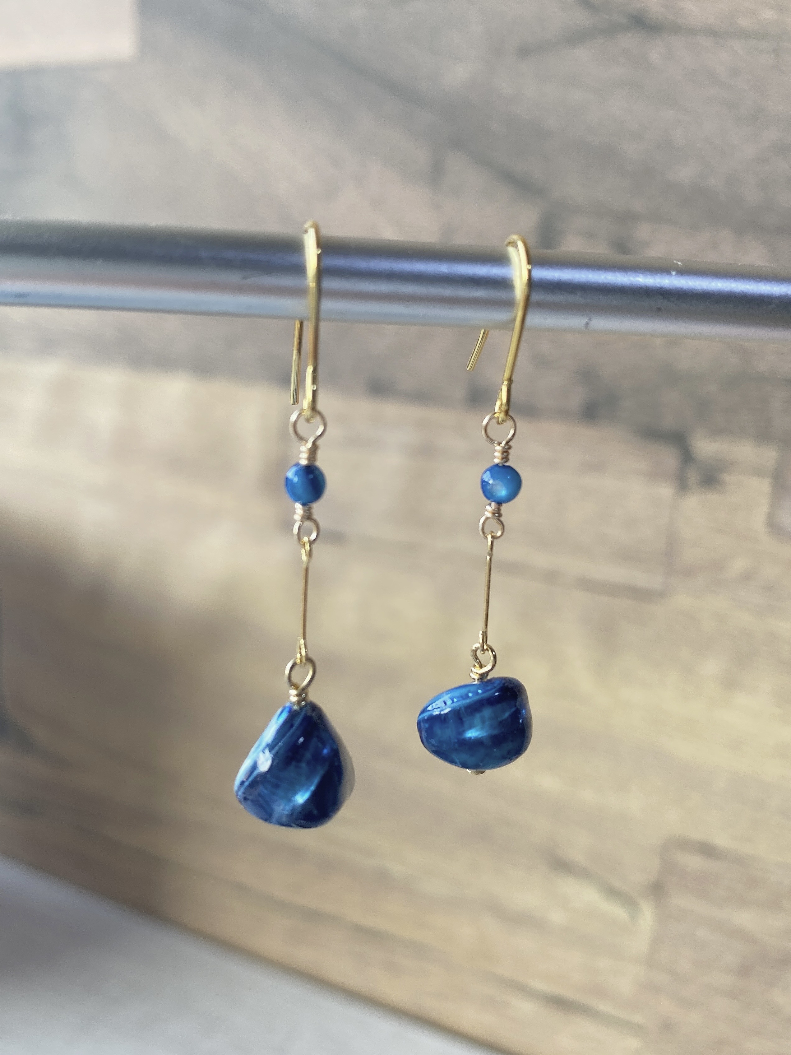 藍シェル　選べる金具（ピアスorイヤリング）　　TJFワークショップアイテム