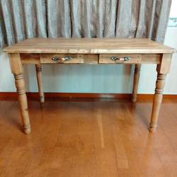 カントリー木工　家具　ろくろ脚のハーフラウンドテーブル ろくろ脚のハーフラウンドテーブル 【800×500×700】 机・デスク
